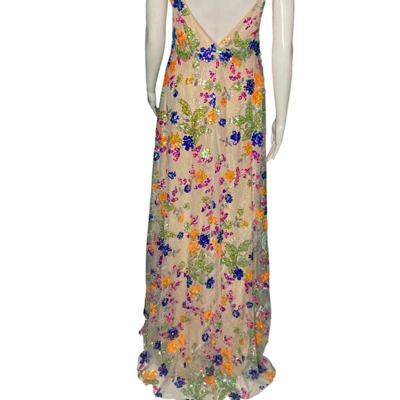 NWT Mac Duggal 68068 White Multi Embellished Ruffle Sleeve Gown - Sz 8 - Picture 8 of 11